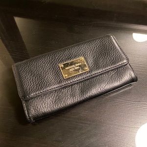 Michael Kors - Black and Gold Soft Pebbled Leather Wallet